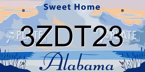 3ZDT23 Alabama License Plate