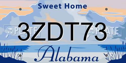 3ZDT73 Alabama License Plate