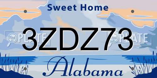 3ZDZ73 Alabama License Plate