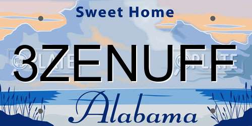 3ZENUFF Alabama License Plate