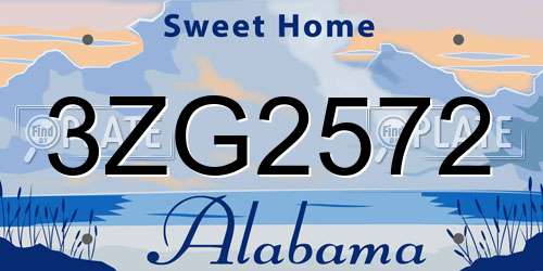 3ZG2572 Alabama License Plate