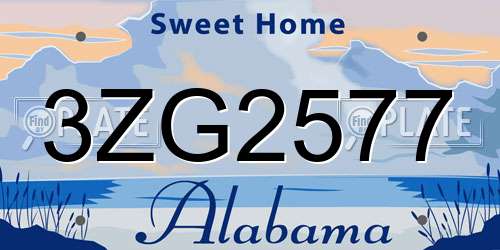 3ZG2577 Alabama License Plate