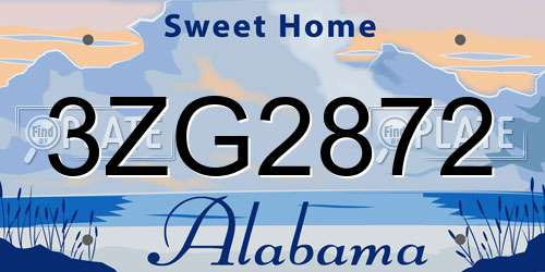 3ZG2872 Alabama License Plate