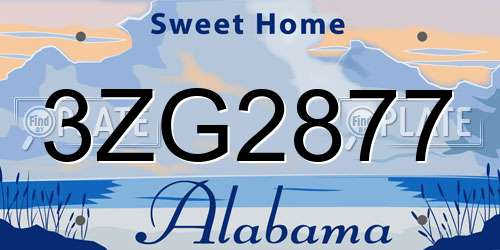 3ZG2877 Alabama License Plate