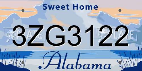 3ZG3122 Alabama License Plate