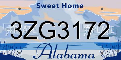 3ZG3172 Alabama License Plate