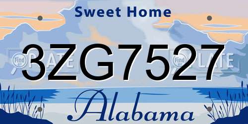 3ZG7527 Alabama License Plate