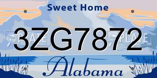 3ZG7872 Alabama License Plate