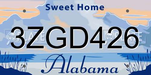 3ZGD426 Alabama License Plate