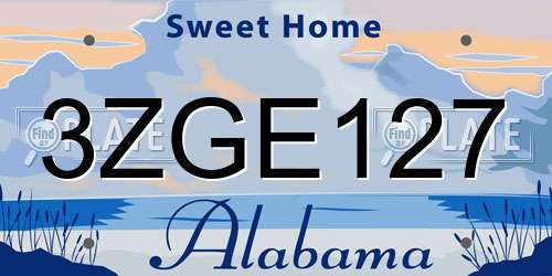 3ZGE127 Alabama License Plate