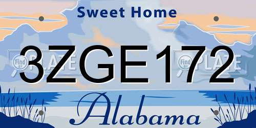 3ZGE172 Alabama License Plate