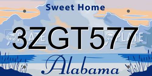 3ZGT577 Alabama License Plate