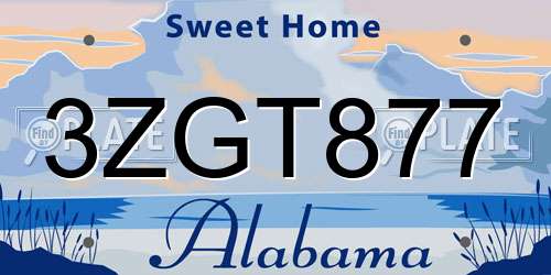 3ZGT877 Alabama License Plate