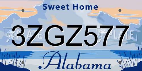 3ZGZ577 Alabama License Plate
