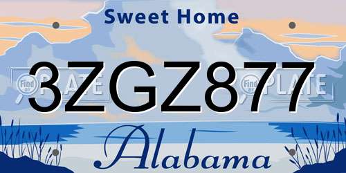 3ZGZ877 Alabama License Plate