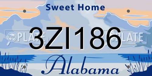 3ZI186 Alabama License Plate