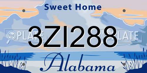 3ZI288 Alabama License Plate