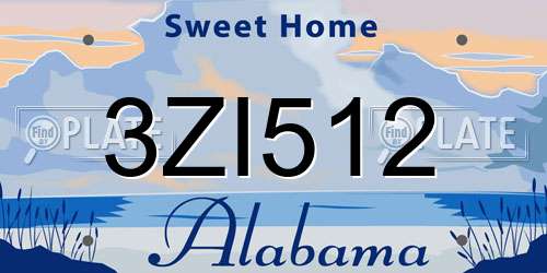 3ZI512 Alabama License Plate