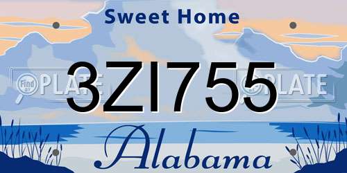 3ZI755 Alabama License Plate
