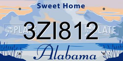 3ZI812 Alabama License Plate