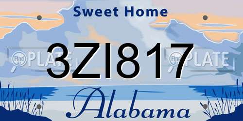 3ZI817 Alabama License Plate