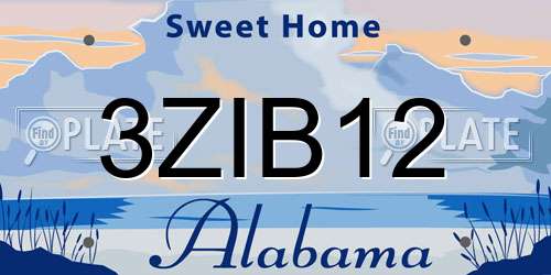 3ZIB12 Alabama License Plate