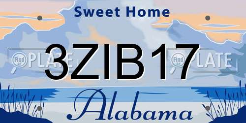 3ZIB17 Alabama License Plate