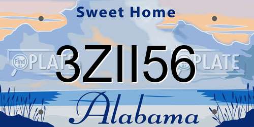 3ZII56 Alabama License Plate