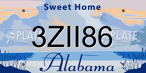 3ZII86 Alabama License Plate