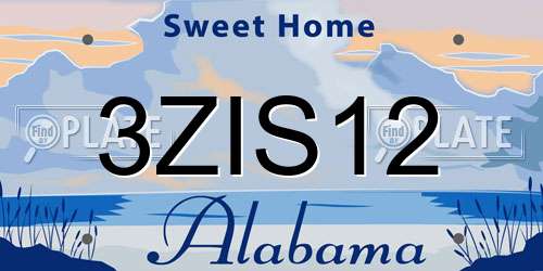 3ZIS12 Alabama License Plate