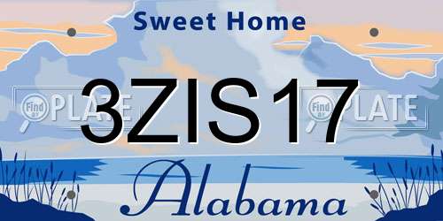 3ZIS17 Alabama License Plate