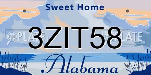 3ZIT58 Alabama License Plate