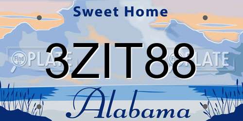 3ZIT88 Alabama License Plate