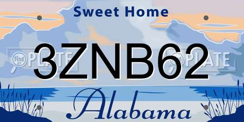 3ZNB62 Alabama License Plate