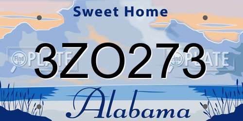 3ZO273 Alabama License Plate