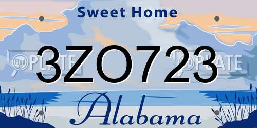 3ZO723 Alabama License Plate