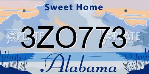 3ZO773 Alabama License Plate