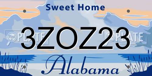 3ZOZ23 Alabama License Plate