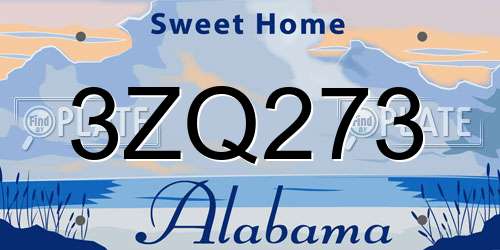 3ZQ273 Alabama License Plate