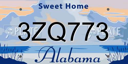 3ZQ773 Alabama License Plate