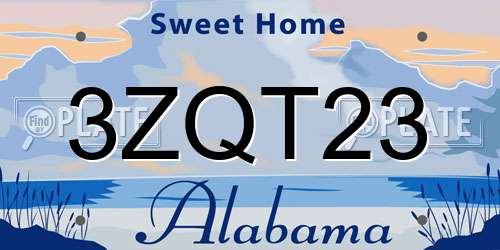 3ZQT23 Alabama License Plate