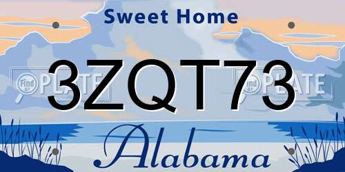 3ZQT73 Alabama License Plate