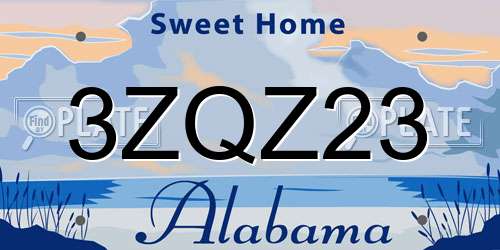 3ZQZ23 Alabama License Plate