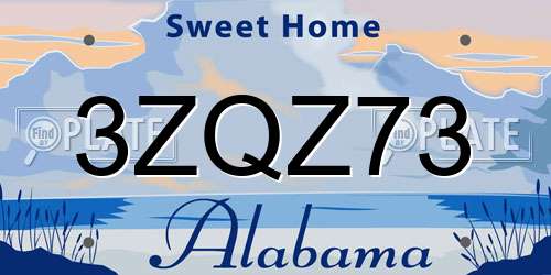 3ZQZ73 Alabama License Plate