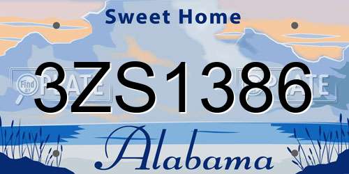 3ZS1386 Alabama License Plate