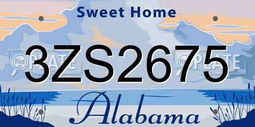 3ZS2675 Alabama License Plate
