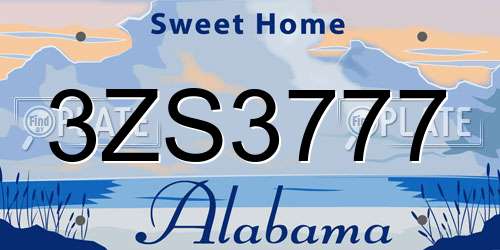 3ZS3777 Alabama License Plate