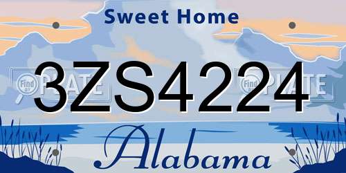 3ZS4224 Alabama License Plate