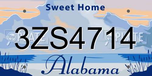 3ZS4714 Alabama License Plate