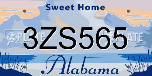 3ZS565 Alabama License Plate